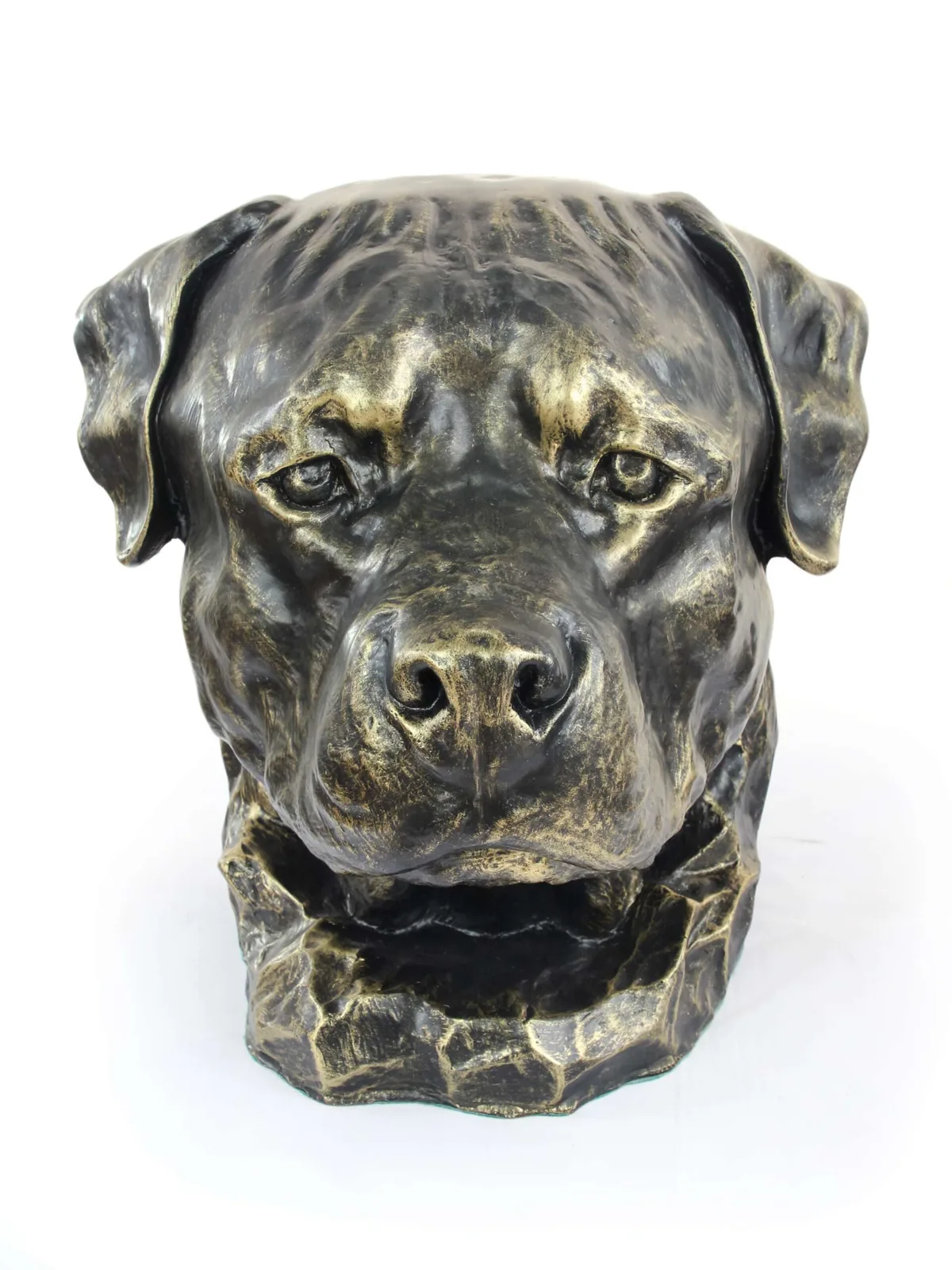 Rottweiler urn en tuinbeeld voor hondenas, grote hondenkop