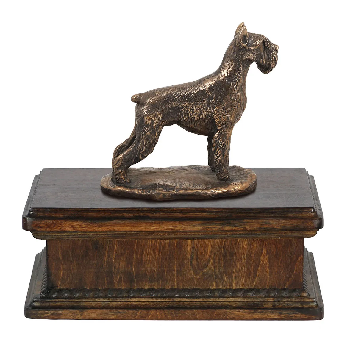 Schnauzer urn – elegante urn met hondenstandbeeld voor as van uw huisdier