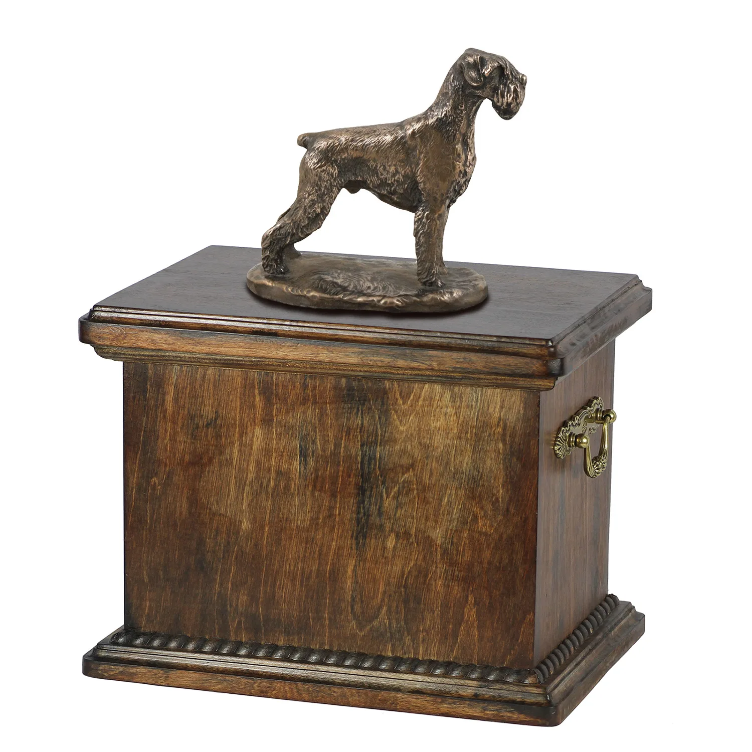 Schnauzer urn met beeldje – elegante urn in klassieke stijl