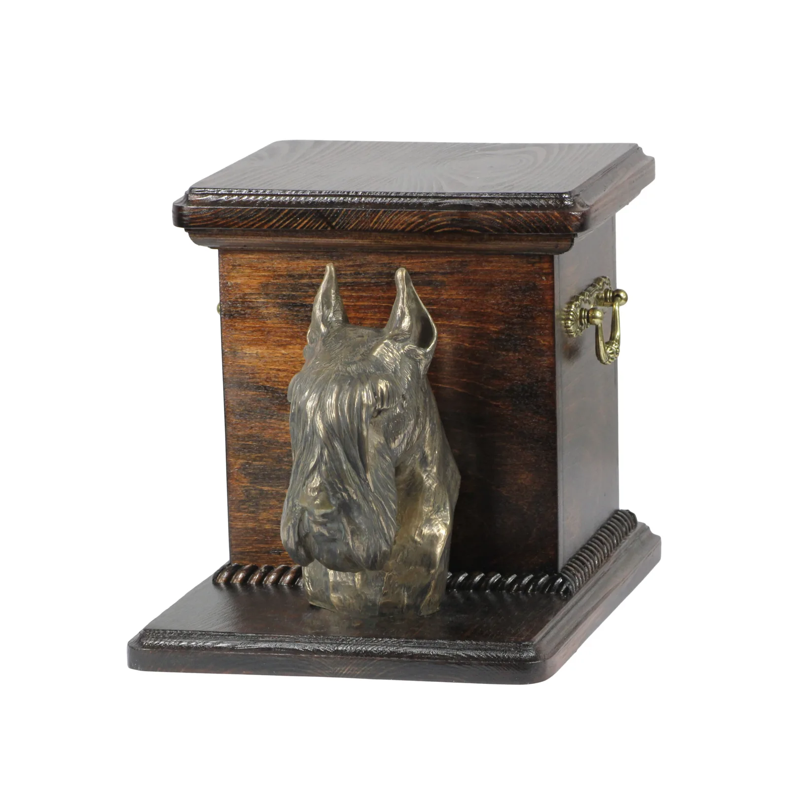 Schnauzer urn met beeldje – elegante urn voor hondenas