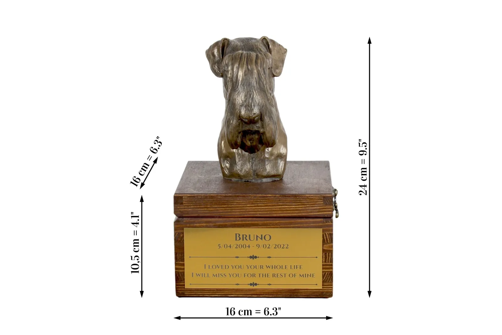 Schnauzer urn met beeldje – persoonlijke urn voor hondenas — foto 8