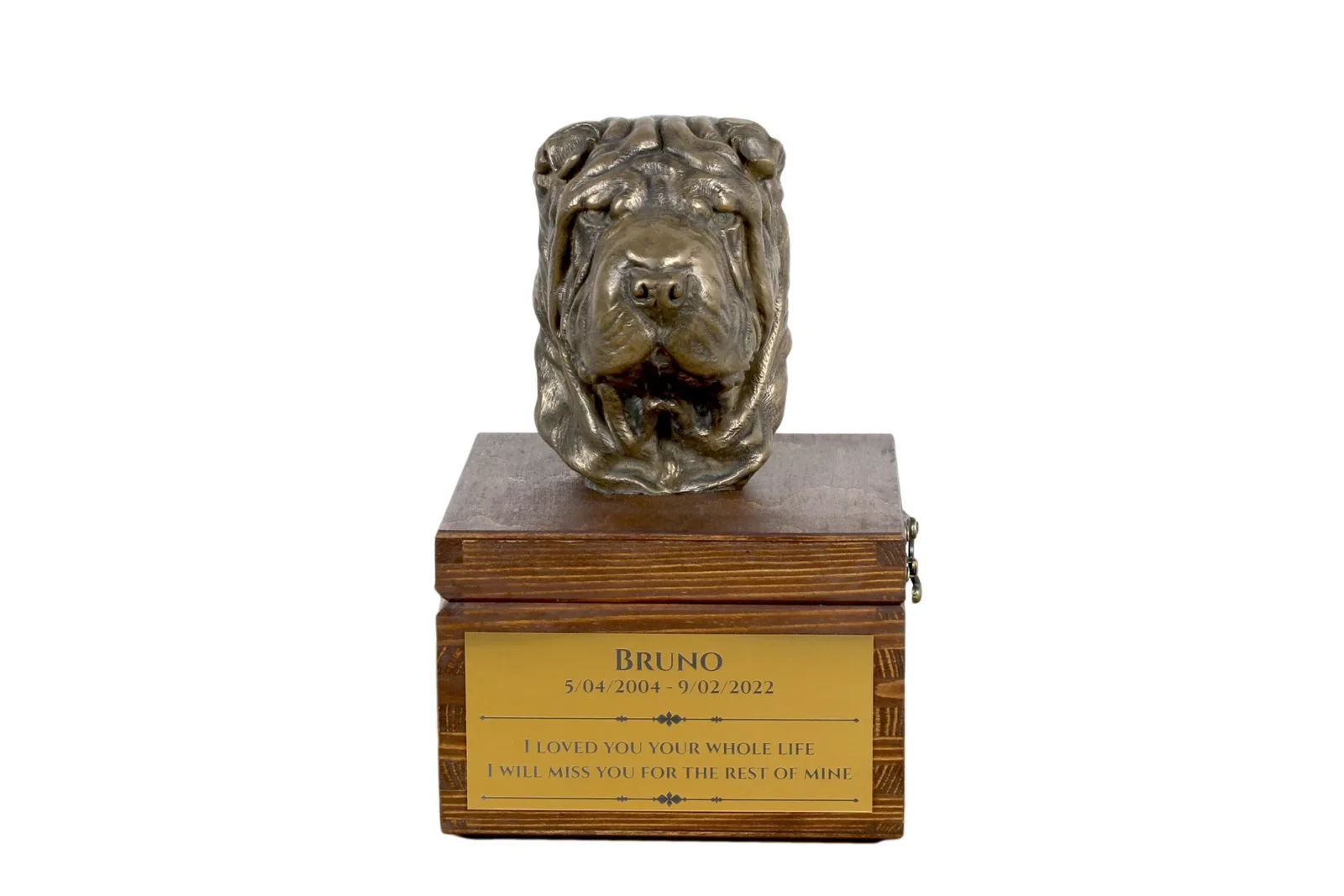 Shar Pei urn met beeldje – persoonlijke urn voor hondenas