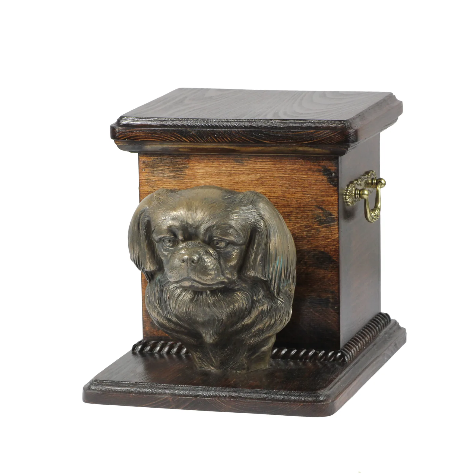 Tibetaanse Spaniel urn met beeldje – elegante urn voor hondenas