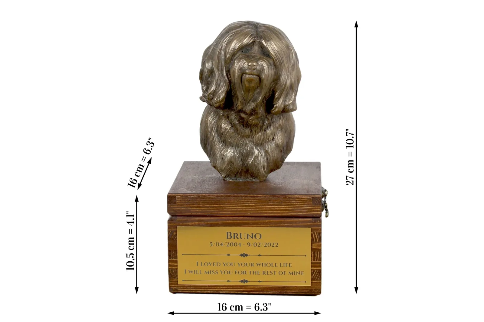 Tibetaanse Terrier urn met hondenbeeldje – gepersonaliseerde hondenurn — foto 8