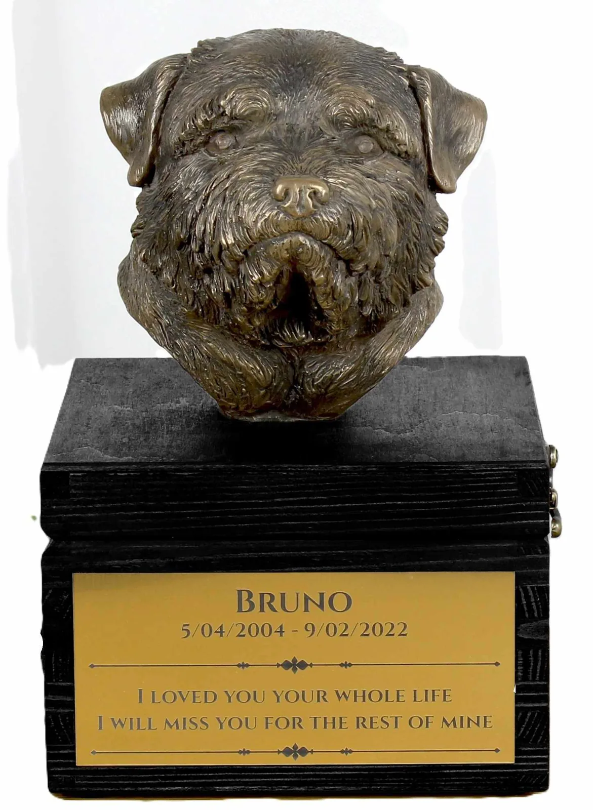 Urn met gravure en hondensculptuur voor Norfolk Terrier