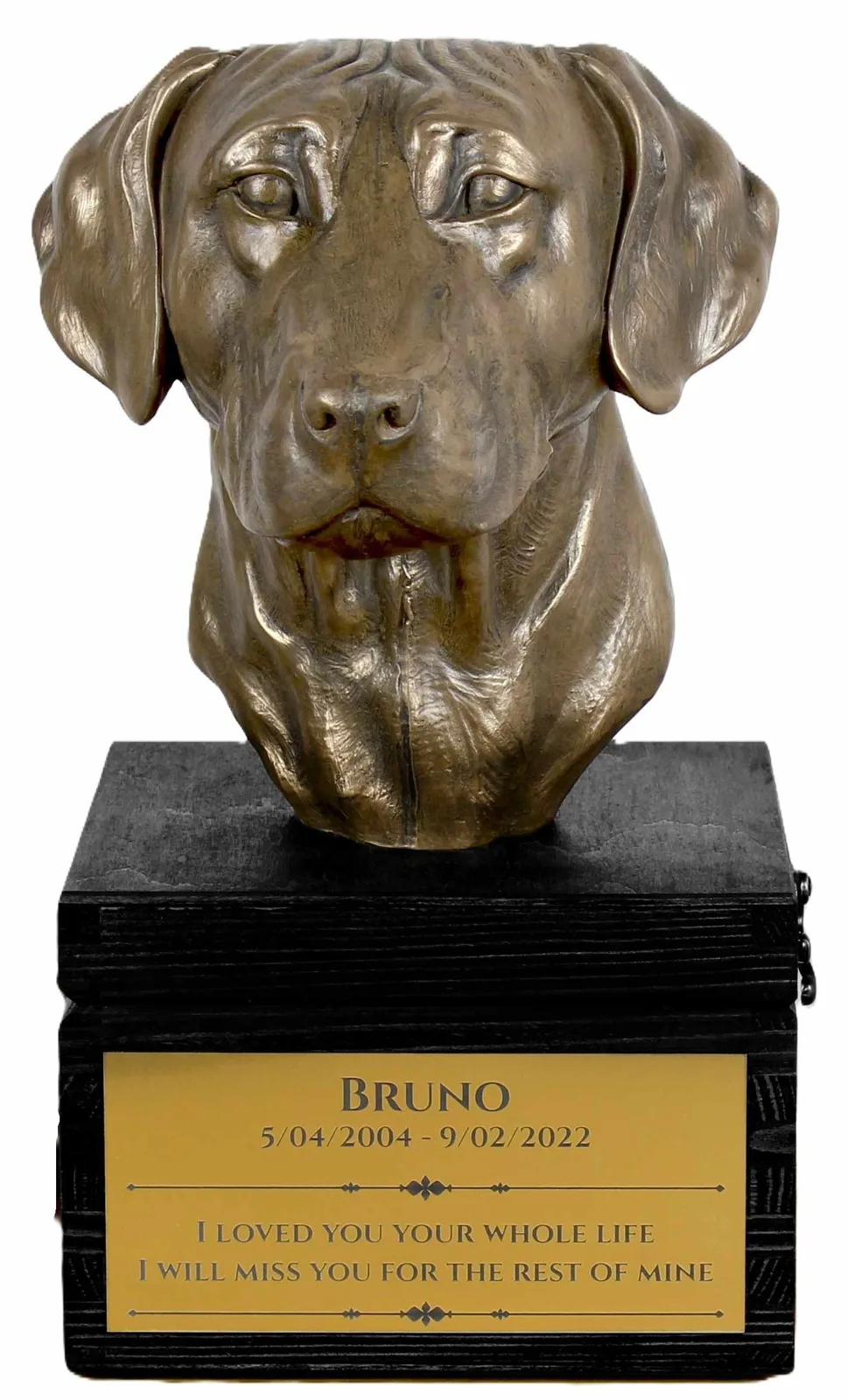 Urn met gravure en sculptuur van Rhodesian Ridgeback en African Lionhound