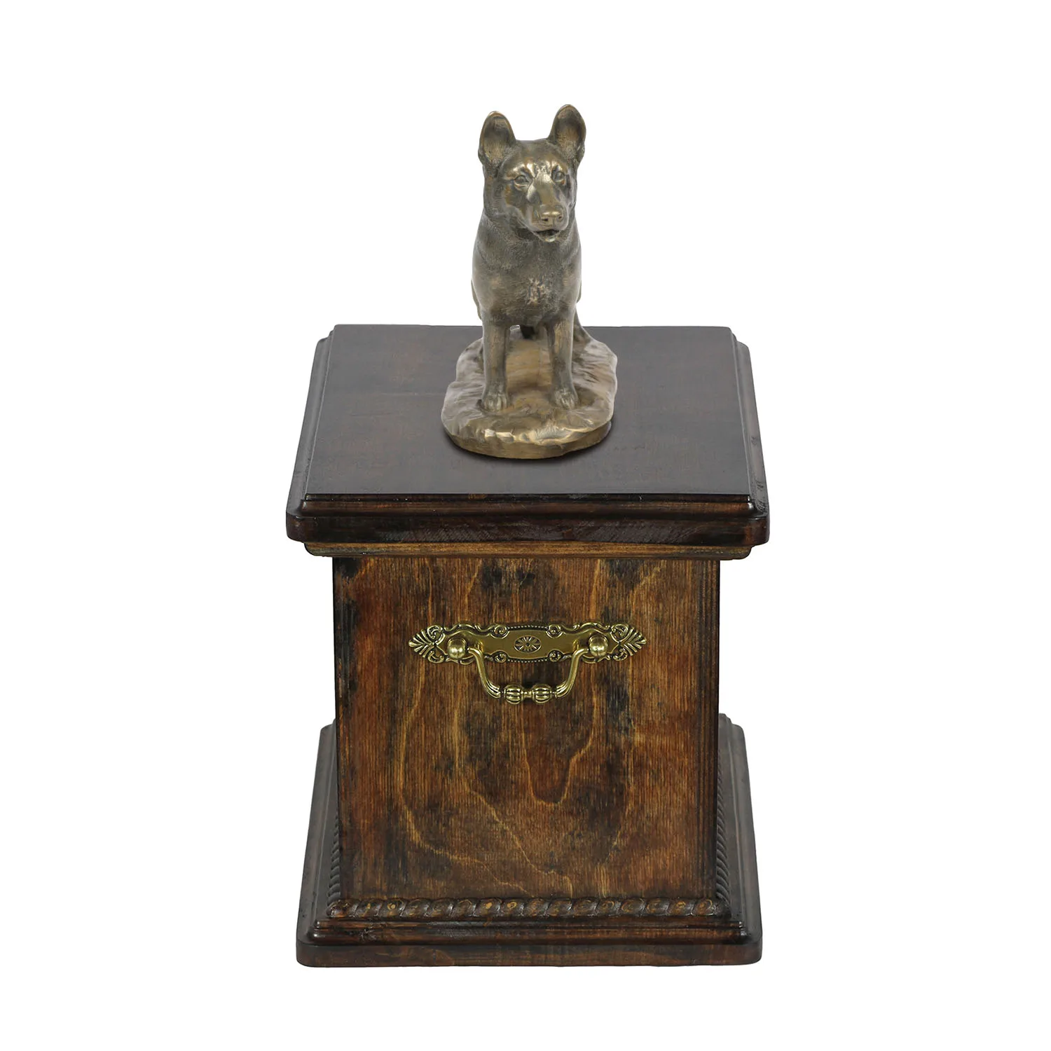 Urn voor de as van een Duitse Herder met elegante beeldjes