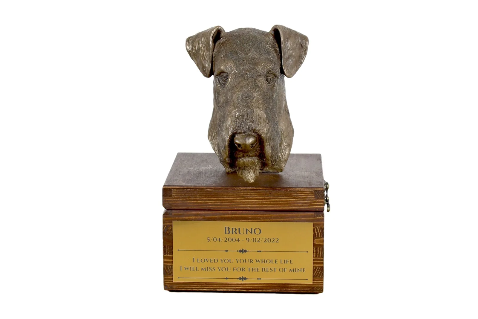 Urn voor hondenas met beeldje – Airedale en Bingley Terrier