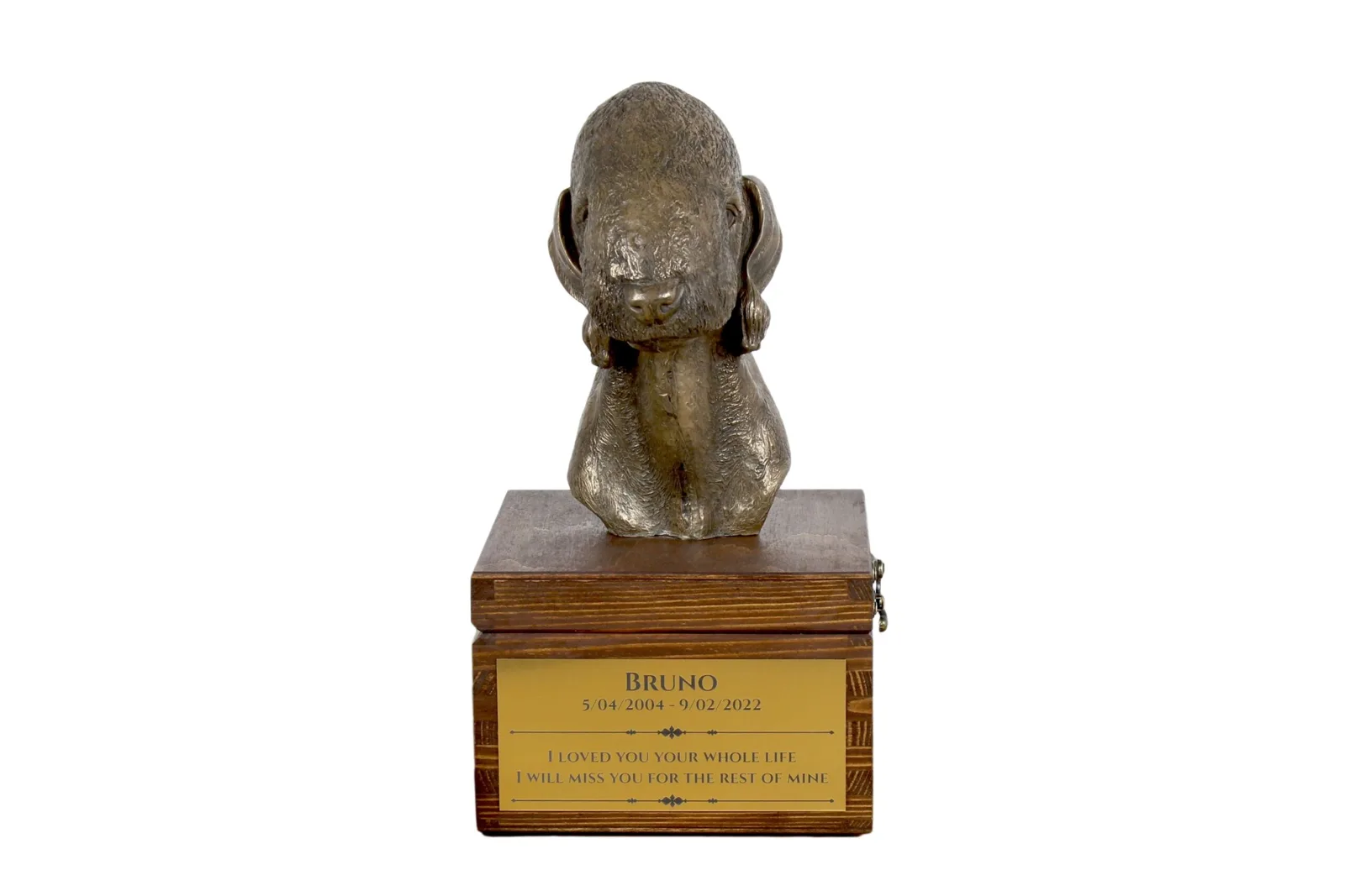 Urn voor hondenas met beeldje – Bedlington, Rothbury en Rodbery Terrier