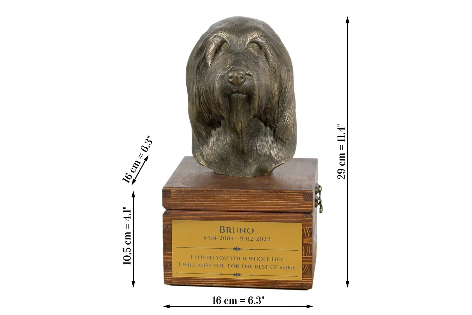 Urn voor hondenas met beeldje van Bearded Collie, Highland Collie of Mountain Collie — foto 8