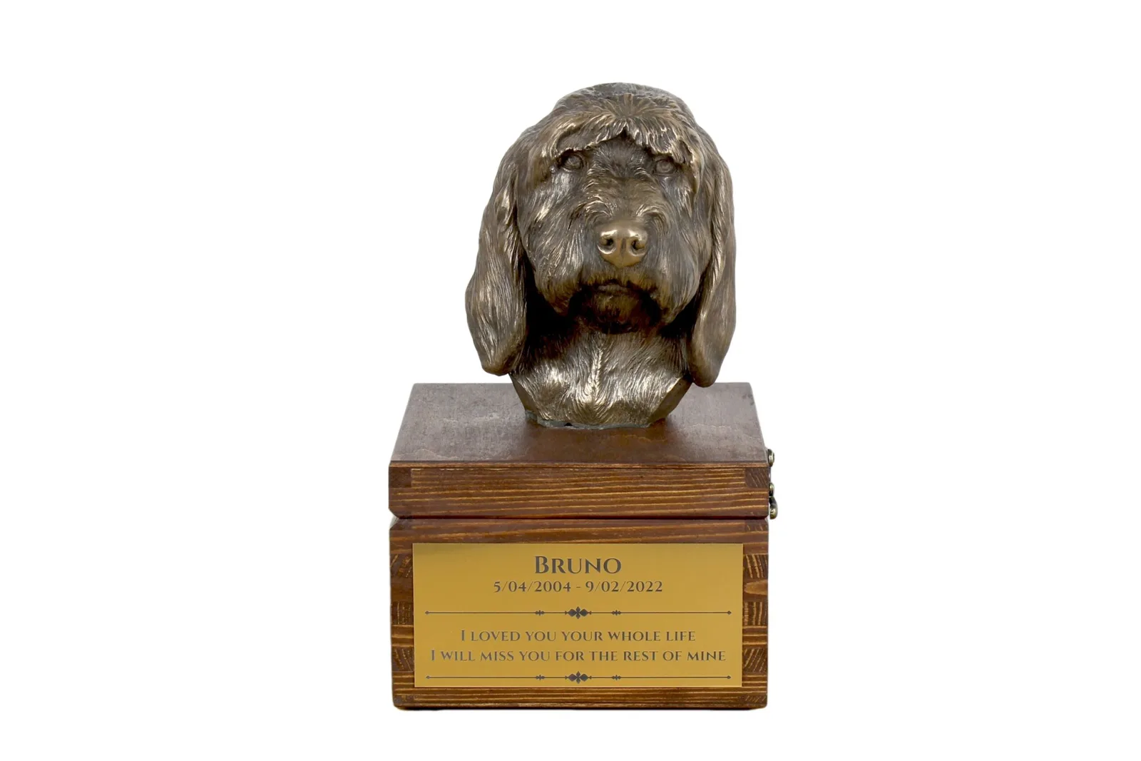 Urn voor hondenas met beeldje van Grand Griffon Vendéen