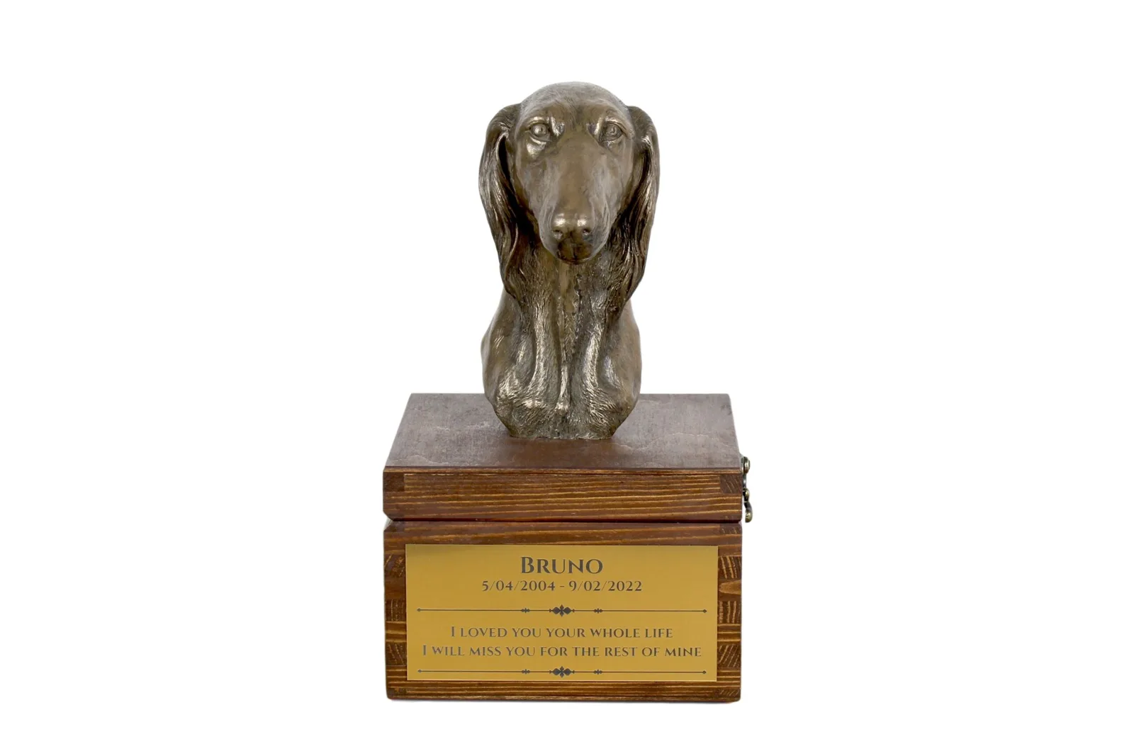 Urn voor hondenas met beeldje van Saluki, Perzische Greyhound en meer
