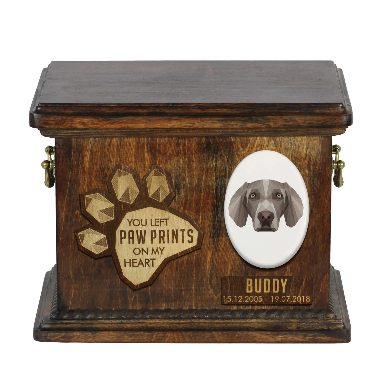 Weimaraner urn – gepersonaliseerde gedenkdoos voor hondenas