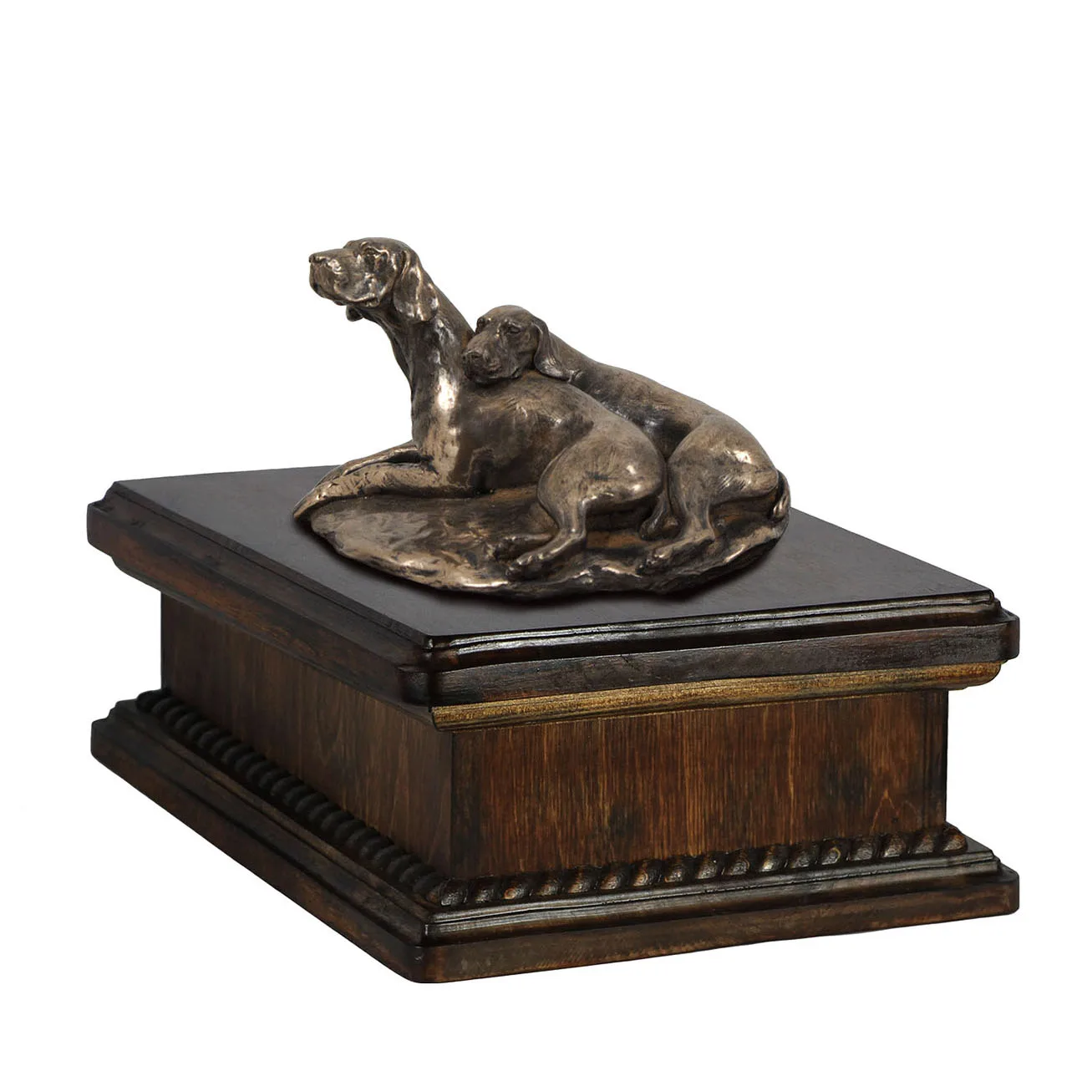 Weimaraner urn met beeldje – elegante urn voor hondenas