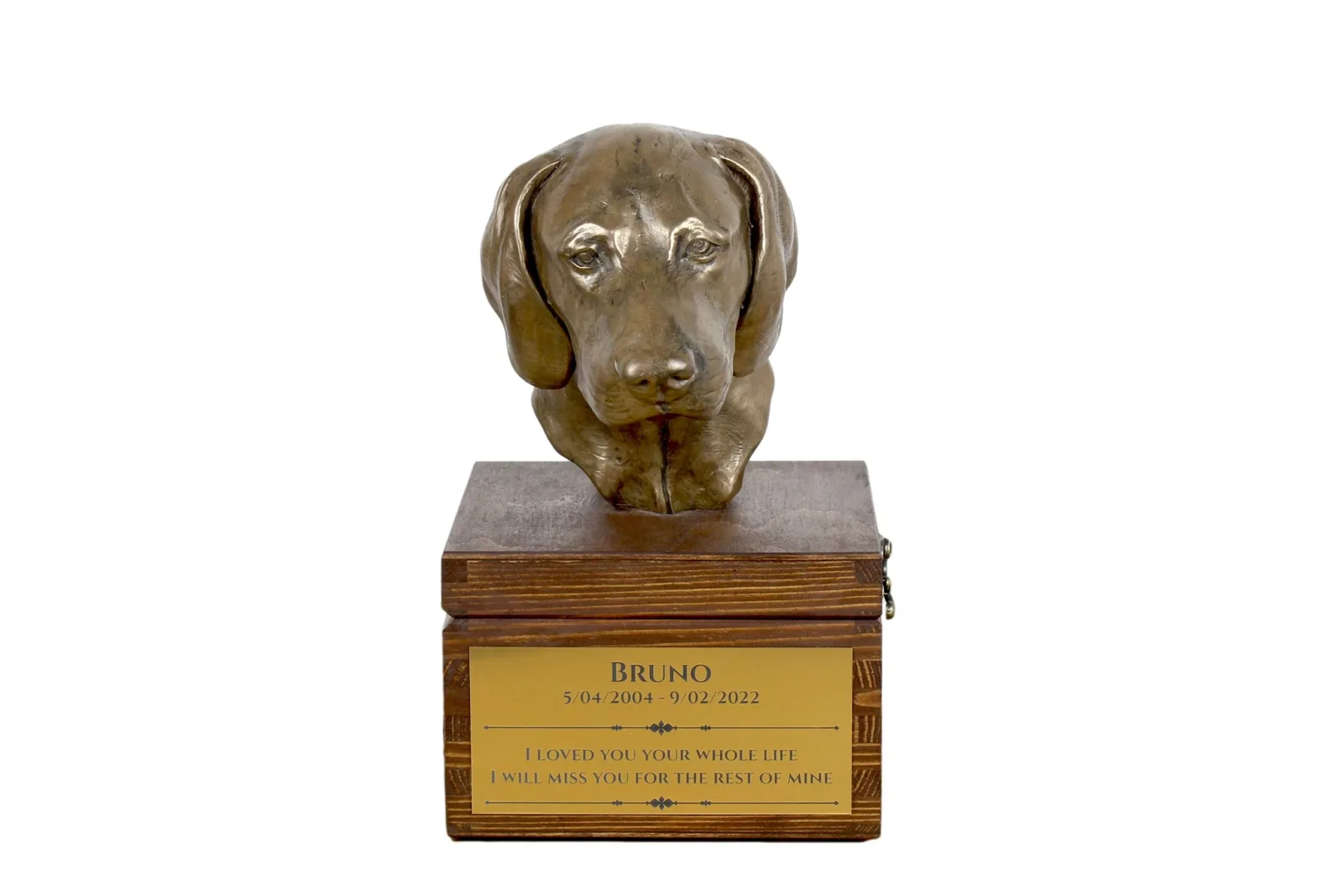 Weimaraner urn met beeldje – persoonlijke urn voor hondenas
