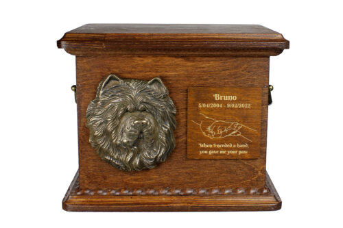Chow Chow urn voor hondenas, gepersonaliseerd met gravure en reliëf